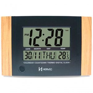 Relógio De Parede Ou Mesa Digital Lcd Calendário Termômetro Madeira Clara Herweg 6438 único