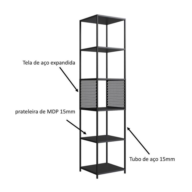 Kit Escritório Industrial Com Mesa e Estante 5 Prateleiras Placa e