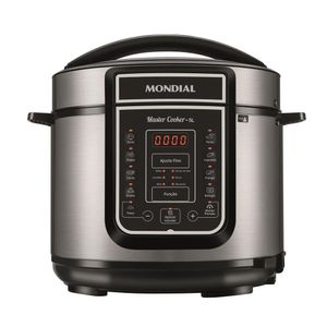 Panela Elétrica De Pressão Digital Master Cooker Pe38 5 Litros Mondial Inox Com Preto 110v