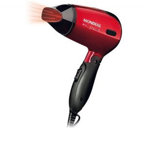 Secador De Cabelos Mondial Max Travel Sc-10 1200w Preto Com Vermelho Bivolt