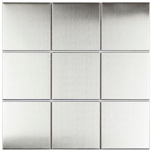 Pastilha De Aço Inox Metal Glass Mosaic Prata Escovado