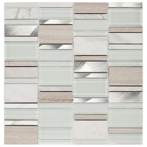Pastilha De Mármore Com Vidro E Inox Petrus Branco/bege/metal