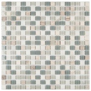 Pastilha De Mármore E Vidro Slim Glass Mosaic Cinza
