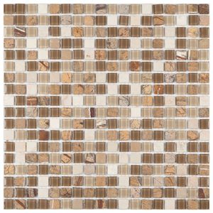Pastilha De Mármore E Vidro Slim Glass Mosaic Bege Médio