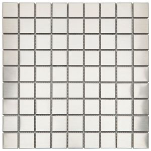Pastilha De Aço Inox Metal Glass Mosaic Prata Escovado