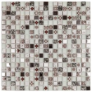 Pastilha De Mármore Com Vidro E Metal Machhu Picchu Branco/vermelho/metal