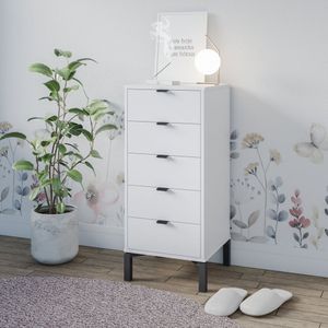 Cômoda Falkk Queens 5 Gavetas 40cm Branco