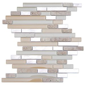 Pastilha De Mármore Com Vidro E Alumínio Glass Stone Bege/metal