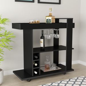 Bar Aparador 1 Prateleiras Pawnee Preto