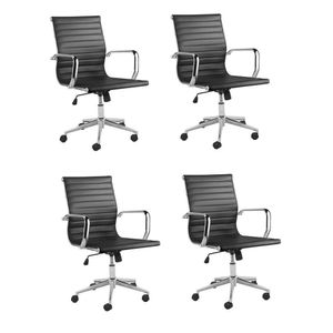 Conjunto 4 Cadeiras De Escritório Diretor Office Sevilha Rivatti Móveis Preto