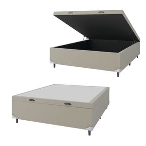 Base Cama Box Baú Casal 138x188x41cm Bege Suede Veludo Prince Bege
