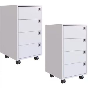 Kit 2 Gaveteiros Para Escritorio 4 Gavetas Ob001 Branco Pp Milani Store Branco