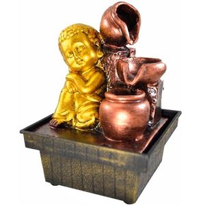 Fonte De água Cascata Buda 3 Quedas Decoração Resina Bivolt