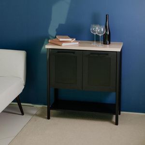 Aparador Buffet Ditália 2 Portas Bn-02 Cor:preto Preto