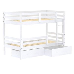 Beliche Solteiro Eco Com 02 Gavetas E Grade De Proteção Madeira Maciça Branco Mobilistore