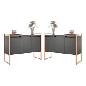 Armario Industrial 3 Portas Preto Cobre Conjunto 2 Peças