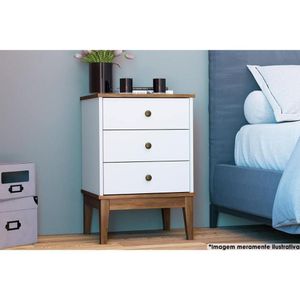 Mesa Cabeceira Infantil Mb 1021 3 Gavetas Freijo-branco - Movelbento