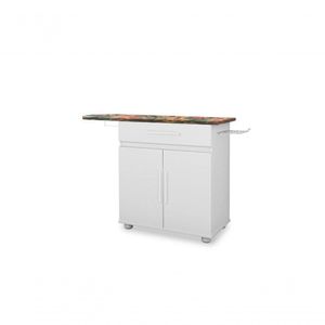Tábua De Passar Roupa Com Armário 2 Portas 1 Gaveta E Cabideiro Letícia - Branco - Mizza Decor