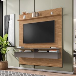 Painel Para Tv Até 55 Polegadas 2 Portas 160Cm New Smart Versátile Casa D Noce/Cinza Perola