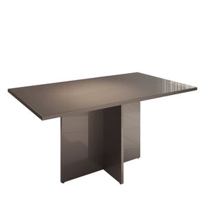 Mesa Para Sala De Jantar 6 Lugares 160Cm Tampo Em Vidro Paris Casa D Cinza Pérola