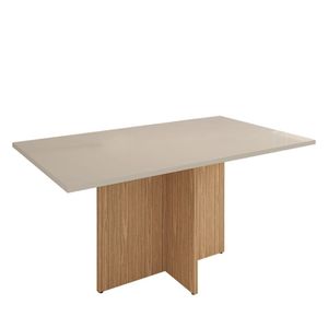 Mesa Para Sala De Jantar 6 Lugares 160Cm Tampo Em Vidro Paris Casa D Off White/Noce