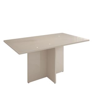 Mesa Para Sala De Jantar 6 Lugares 160Cm Tampo Em Vidro Paris Casa D Off White