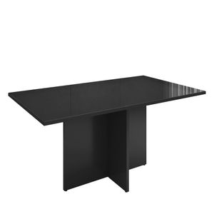 Mesa Para Sala De Jantar 6 Lugares 160Cm Tampo Em Vidro Paris Casa D Preto