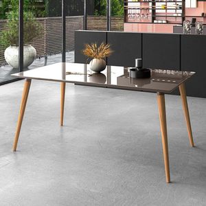 Mesa Sala Jantar Veneza 160X90Cm Cinza Perola Cinza Perola