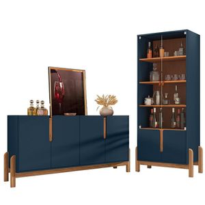 Cristaleira 050519 E Buffet 050518 Para Sala Azul Cobalto Cedro Dcasa Azul Cobalto Cedro