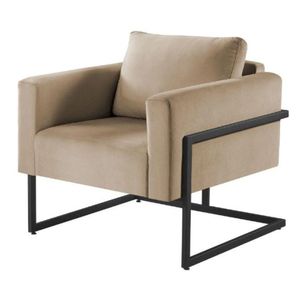 Poltrona Bella Veludo Capuccino Base Em Metal Preto