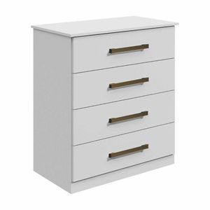 Cômoda Rubi Bronze 4 Gavetas Leifer Branco