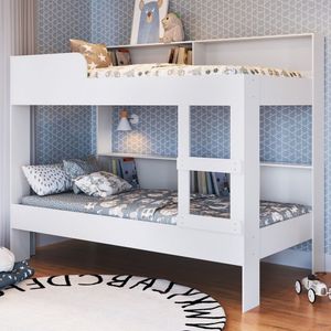 Beliche Infantil-juvenil Solteiro Com Estante Duda Branco