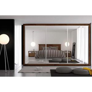 Guarda Roupa Casal 3 Portas De Correr E 6 Gavetas C- 3 Espelhos Toronto Braúna - Europa