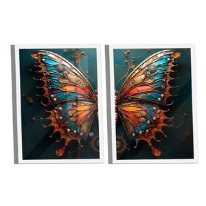 Dupla De Quadros Borboleta Dark -- Br Artes