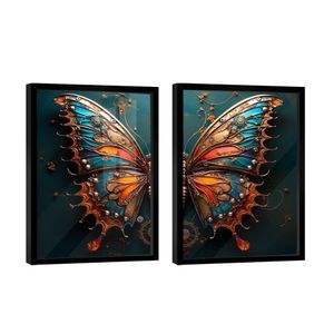 Dupla De Quadros Borboleta Dark -- Br Artes