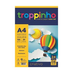 Papel Criativo Troppinho Color 120gr C/24 Fls 6 Cores Ref 8457