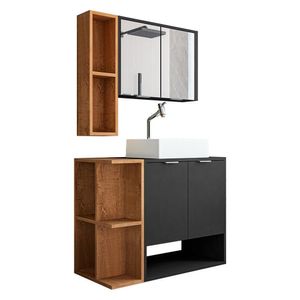 Gabinete Banheiro Star Cuba Dalla Torneira Dl08 E Valv Abs Preto Fosco/naturale Preto Fosco/naturale