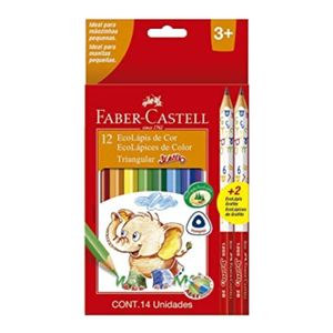Lápis De Cor Jumbo 12 Cores Faber+2 Escrever