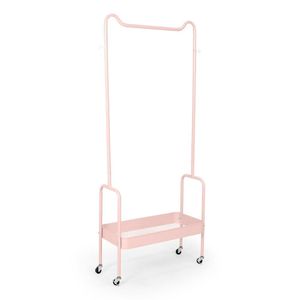 Arara De Roupas Multiuso Com Sapateira E Rodízios Em Ferro - Rosa