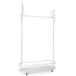 Cabideiro De Chão Grande Com Sapateira E Rodízios - Branco