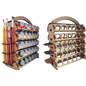 Suporte Organizador P- Tinta P- Tecido Pva Acrilex e Pinceis Marrom