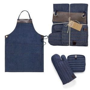 Kit Copa E Cia Modern Com Avental + Luva + Pega Panela Jeans