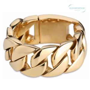 Pulseira Masculina Macica 31mm Banhada Com Ouro 18