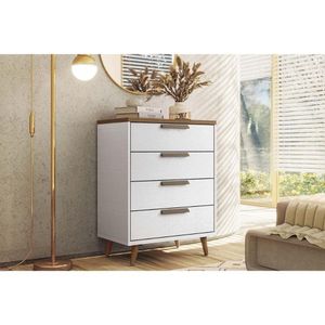 Cômoda Casal New Conect C/ 4 Gavetas Branco/jatoba - Santos Andirá