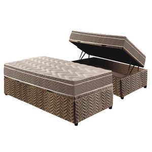 Cama Box Baú Solteiro: Colchão Anatômico Paropas D33 / Ep Confort Ultra Firme + Base Crc Suede Clean(88x188)