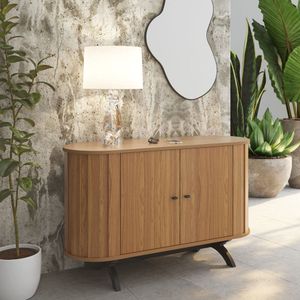 Balcão Buffet Curvo Em Mdf Freijó-Preto 130cm Tb289