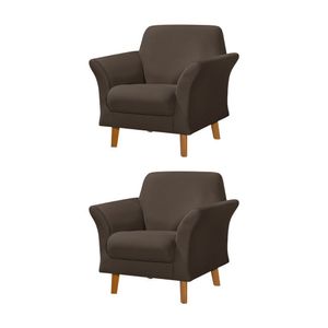 Kit 2 Poltronas Retrô Pés Em Madeira Maciça Jamaica Veludo Marrom - Marrom