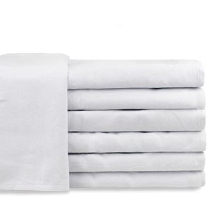 Kit Com 5 Panos De Prato Branco Liso Grosso 50x68cm