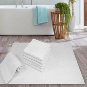 Kit 8 Toalhas De Piso Branca Hotel Macia Felpuda - Prata - Branco