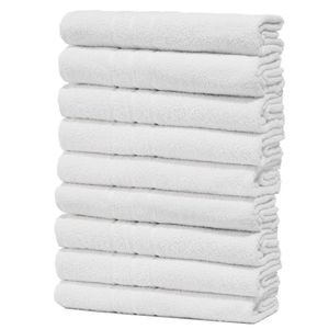 Kit 9 Toalhas De Rosto Branca Hotel Macia Felpuda - Prata - Branco